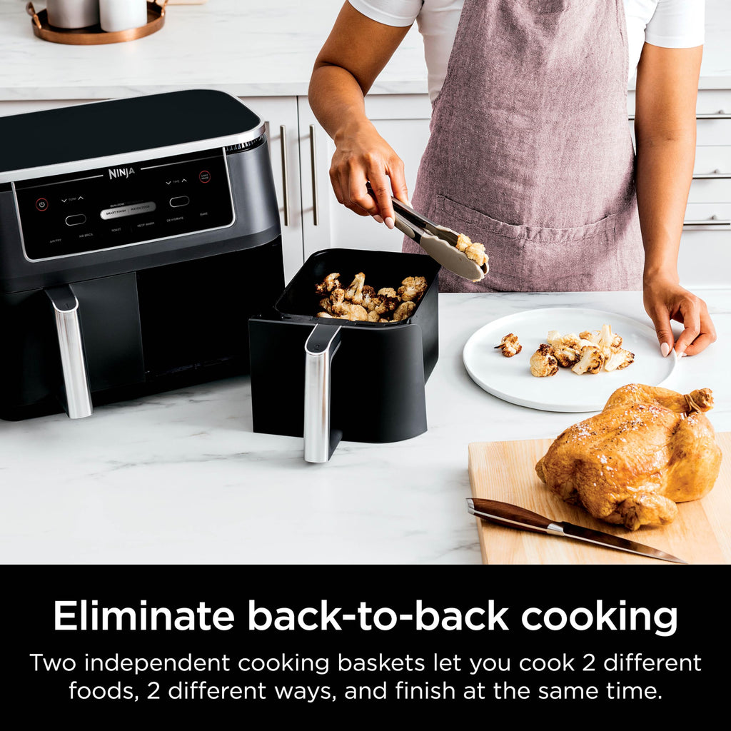 Ninja Air Fryer, Roast, Bake, Air Fry, Crisps, Broil, Reheats, Keep Warm, 10-in-1, Fries, Frozen Food, Veggies, and Meat, Quick Meals, Healthy Meals, Less Oil, 10 QT, Black, DZ302