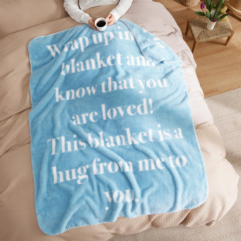 Bedsure Get Well Gifts for Women - Thinking of You Gifts for Women, After Surgery Blanket with Inspirational Words Healing Blanket Cancer Care Gifts for Women Elderly Adults Blue 50x60 Inch