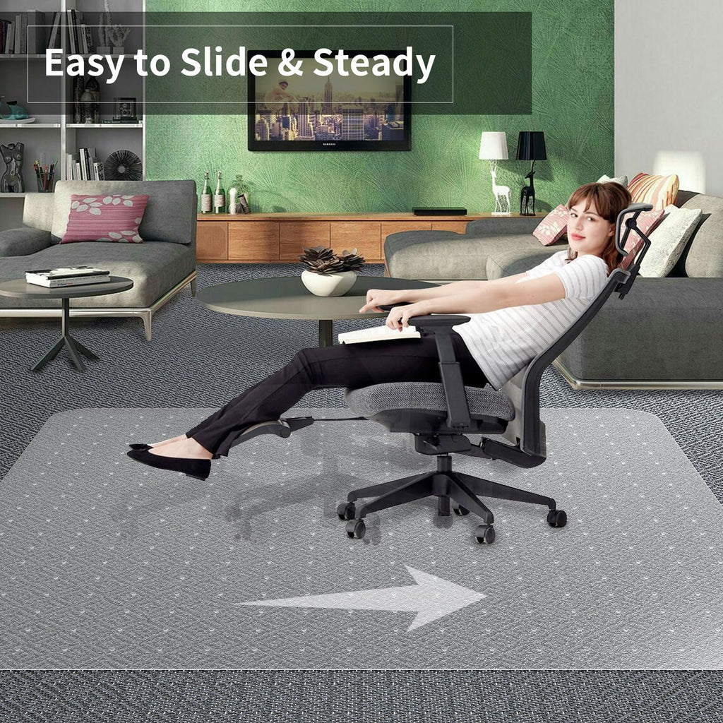 Office Chair Mat for Carpeted Floor, 63"x51" Clear Desk Chair Mat for Carpet Large Protector Floor Mat On Low Pile Carpets, Easy Glide Rolling Plastic Floor Mat, Computer Chair Mat for Home Office