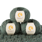Gisimo 100% Merino Wool Yarn, 3-Ply Luxurious and Soft Yarn for Hand Knitting & Crocheting (Evergreen, 3Balls)