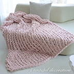 Maetoow Chenille Chunky Knit Blanket Throw （40×50 Inch）, Handmade Warm & Cozy Blanket Couch, Bed, Home Decor, Soft Breathable Fleece Banket, Christmas Thick and Giant Yarn Throws, Light Pink