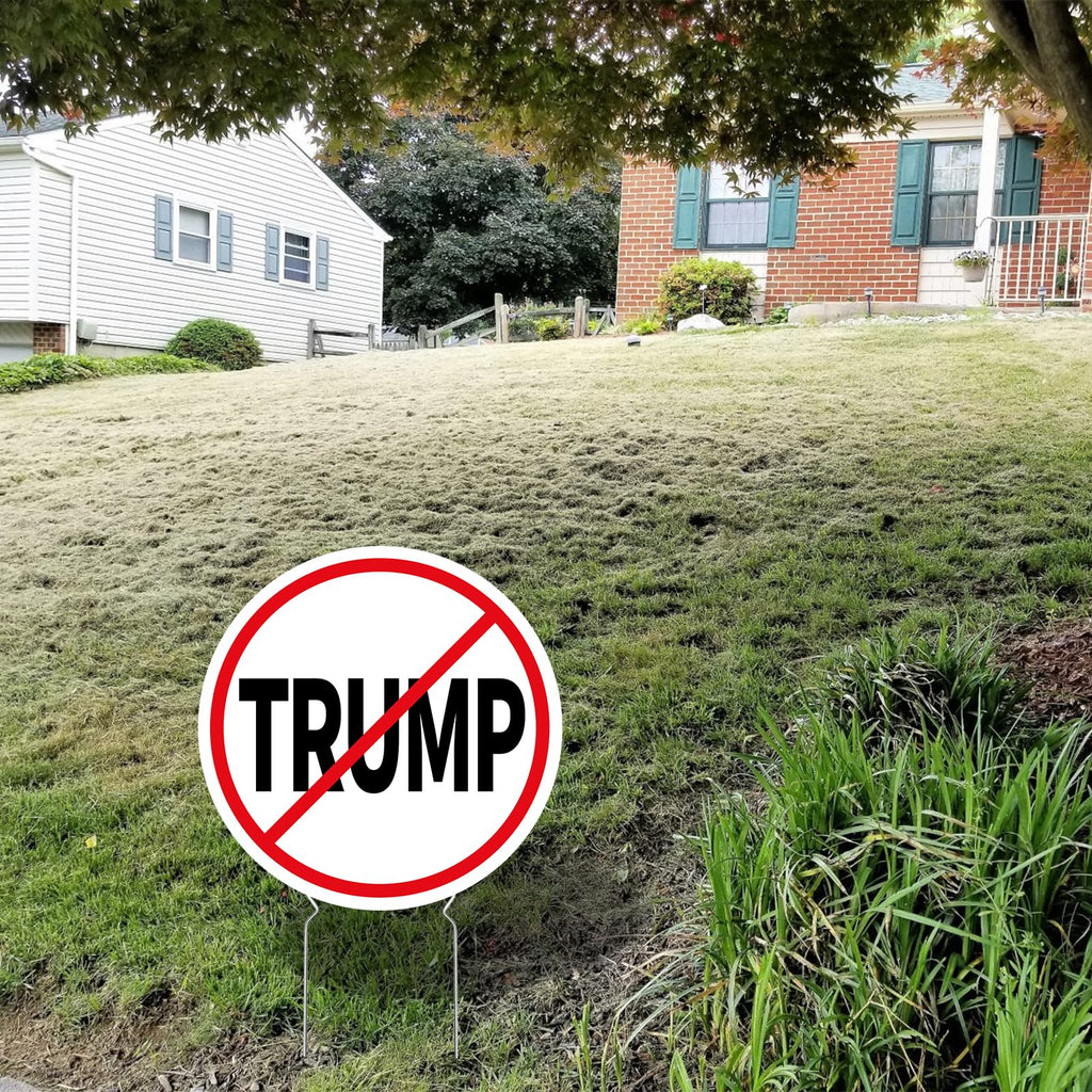 Probsin Anti Trump Yard Sign with Metal Stakes Double Sided 14" x 14" No Trump Here Signs Outdoor Decorations for Indoor Outdoor Lawn, Garden, Window, Party Supplies