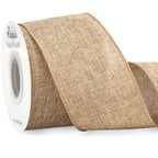Ribbli Natural Linen Wired Ribbon,2-1/2 Inch x Continuous 10 Yard, Beige Burlap Wired Ribbon Rustic Ribbon for Wreaths, Big Bow Crafts,Gift Wrapping, Christmas Tree Decoration