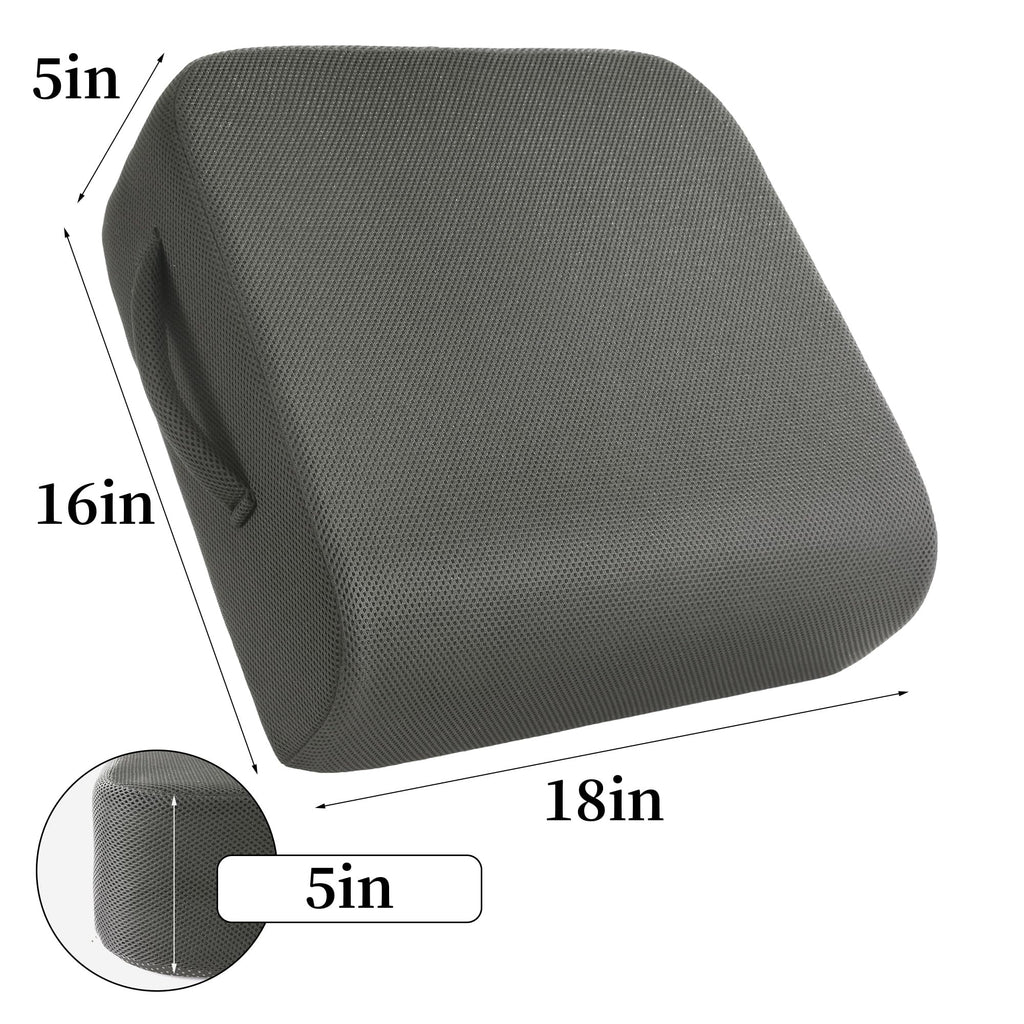 MABOZOO Extra Thick Chair Cushions,Office Chair Booster Seat Cushion to Raise Seat Height for Pain Relief,18 x 16 x 6 inch Non Slip Memory Foam Thick Cushion with Carry Handle（Dark Grey）