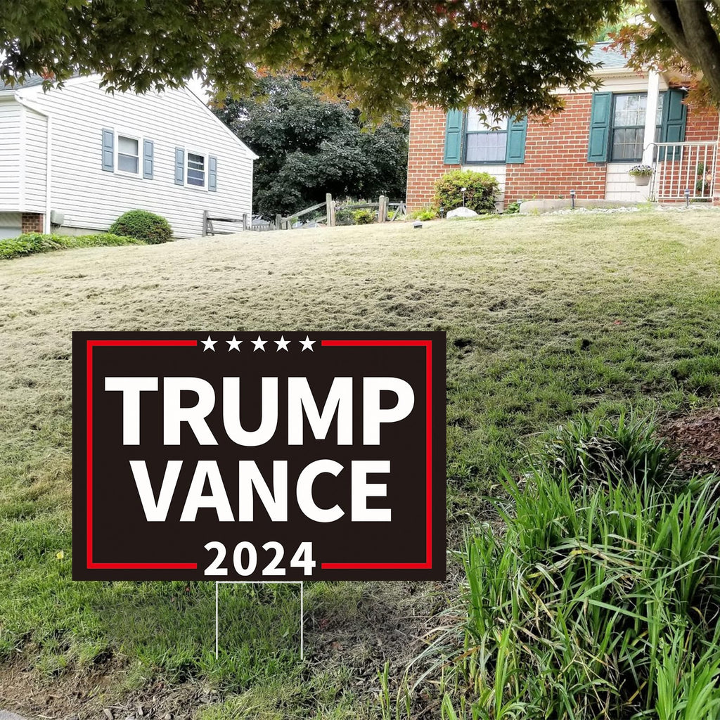 Probsin Trump Vance 2024 Yard Sign Double Sided 16" x 24" President Trump Vice President Vance MAGA Signs Voted for Trump Vance Outdoor Decorations for Lawn, Garden, Window, Party Supplies (Black)