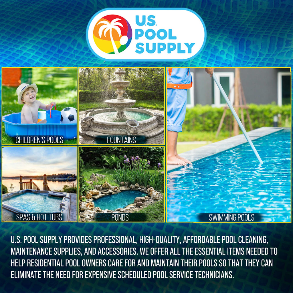 U.S. Pool Supply Pool Skimmer - Above Ground Pool Skimmer, Floating Surface Skimmer, 5 Adapters, Pool Accessories - Clean Dirt Basket, Wall Mount, Attach to Inflatable Collars, Tubular, Metal Frames