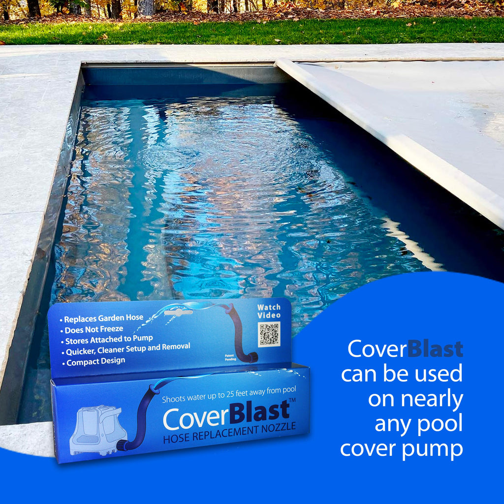 CoverBlast Pool Cover Pump Attachment - USA-Made & Patented Pool Cover Pump Hose Alternative w/ 25ft. Range - Easy-To-Install & Use Year-Round - Replaces Traditional Hoses (Light Blue)