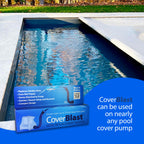 CoverBlast Pool Cover Pump Attachment - USA-Made & Patented Pool Cover Pump Hose Alternative w/ 25ft. Range - Easy-To-Install & Use Year-Round - Replaces Traditional Hoses (Light Blue)
