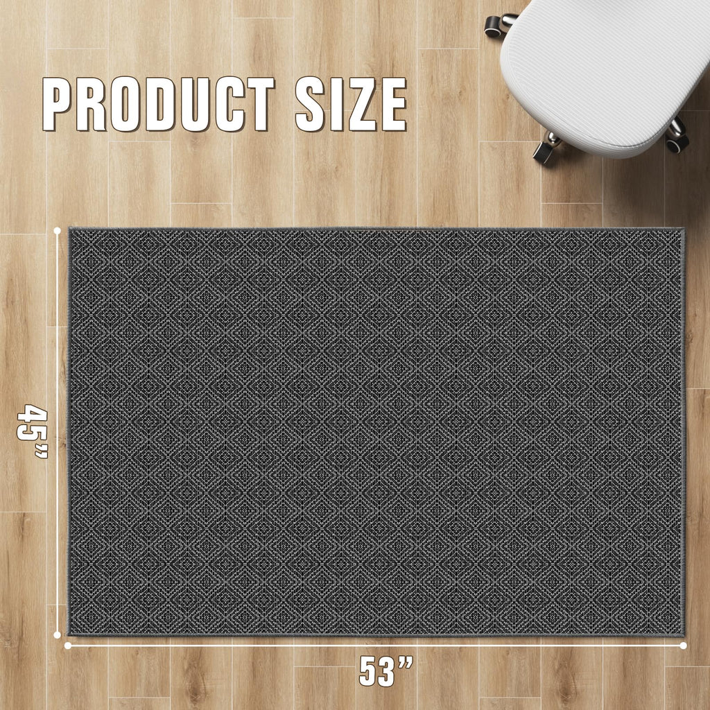 KMAT Office Chair Mat, 45x53in Heavy Duty Hardwood/Tile Floor Protector, Floor Mat Computer Desk Mat for Rolling Chairs, Work, Study, Office, Black