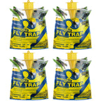 Qualirey 4 Pack Fly Traps Outdoor Hanging, Disposable Fly Killer Trap Bag Catcher for Outside Farms, Pastures, Chicken Coops, Stables, Barns, Horse, Garbage Cans, Garbage Ponds, Yard, Backyard, Patio