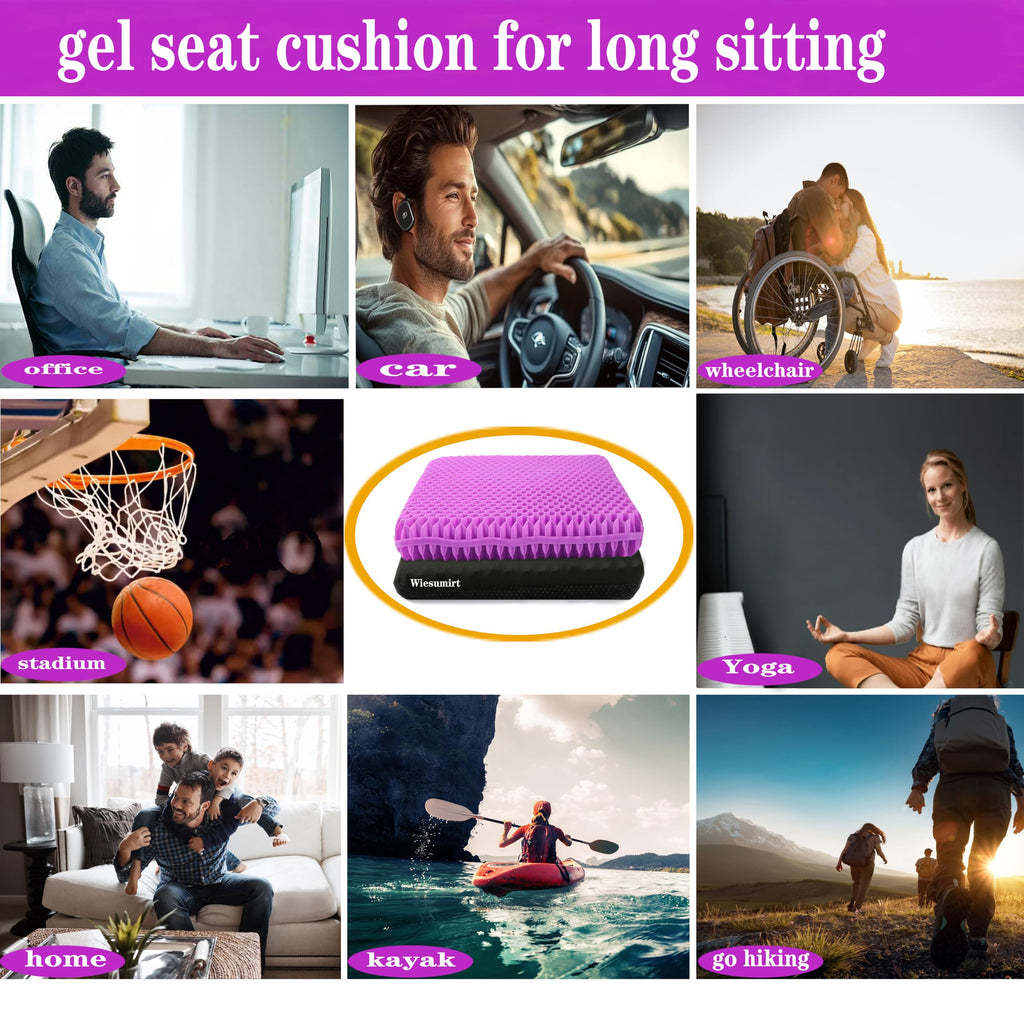 Plus Size Gel Seat Cushion for Long Sitting, Extra Large and Thick Seat Cushion, Back, Hip, Sciatica, Tailbone Pain Relief Cushion for Office Chairs, Wheelchairs, Cars, Stadium.(Rose Pink)