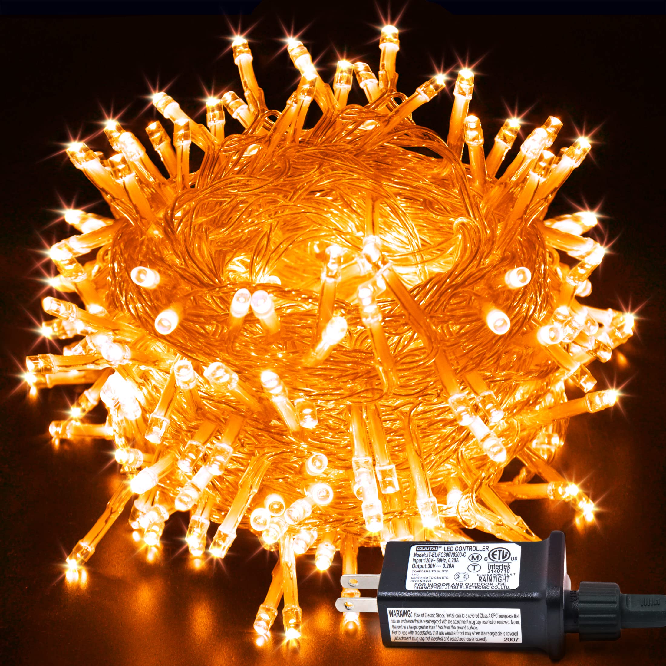 JMEXSUSS Connectable Orange Halloween Lights Indoor, 33ft 100 LED Orange String Lights Outdoor Waterproof with 8 Modes, Plug in Orange Christmas Lights Clear Wire for Halloween Thanksgiving Fall