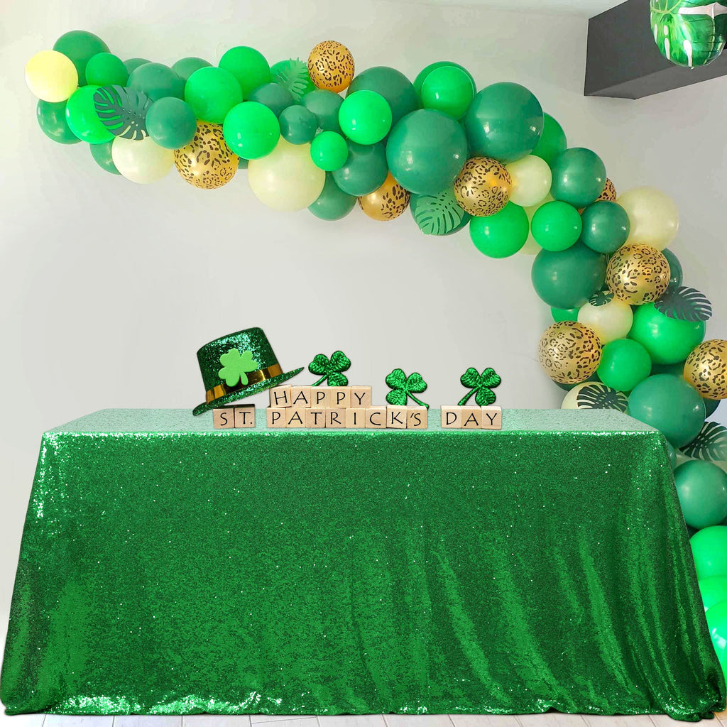 Green Tablecloth Christmas Green Sparkle Tablecloth 8.5ft Sequin Table Cloth Shimmer Fabric for Bridal Baby Shower Decorative St. Patrick's Day Buffet Parties,60x102inch