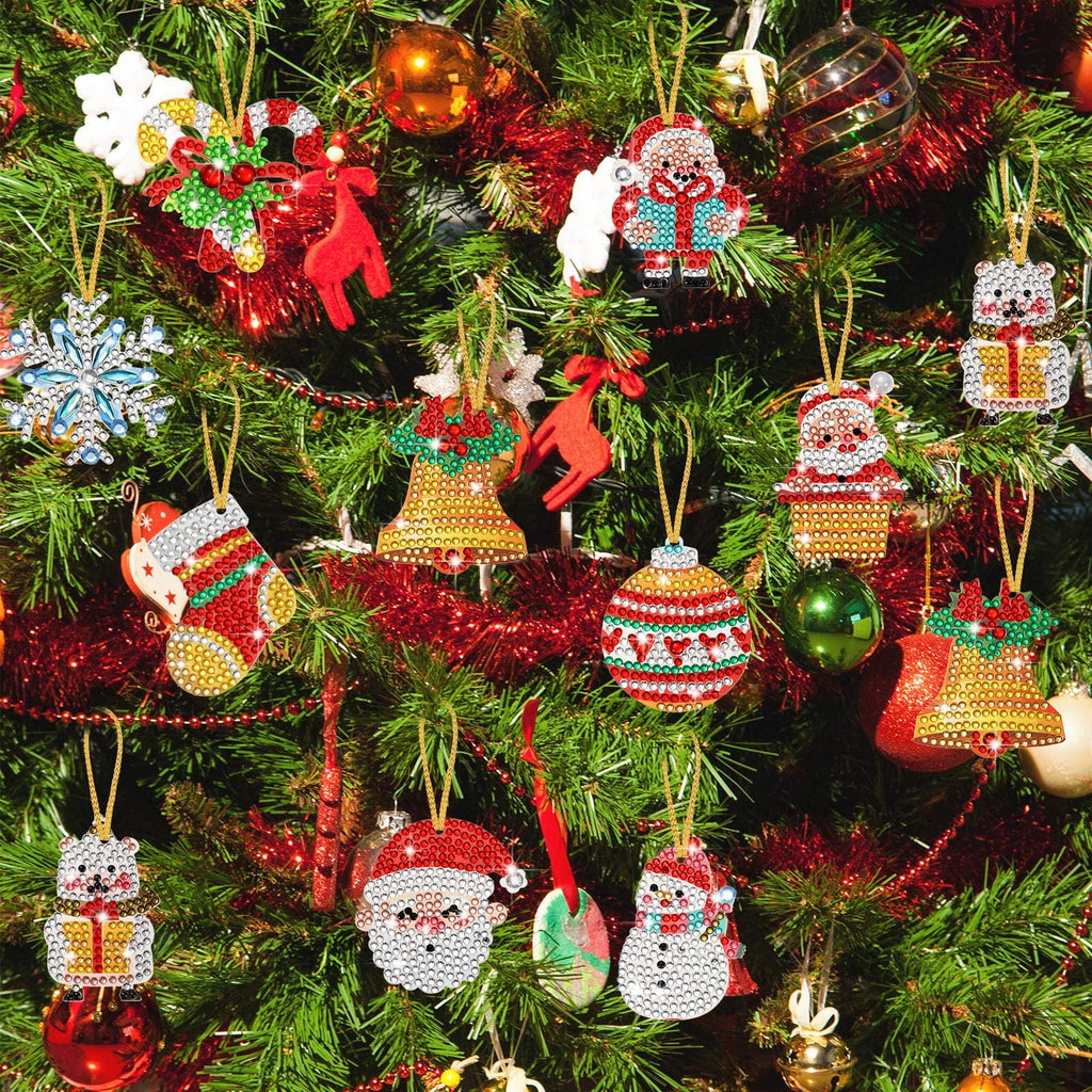 Jetec 20 Pcs Christmas Diamond Painting Ornaments Diamond Art Kits Crystal Painting Ornaments for Crafts Xmas Decor