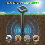 Mole Repellent Solar Powered Waterproof Outdoor Chipmunk Deterrent Solar Mole Repellent Ultrasonic for Gopher Vole Rat Squirrel Skunk Garden Yard Lawn Pest Control
