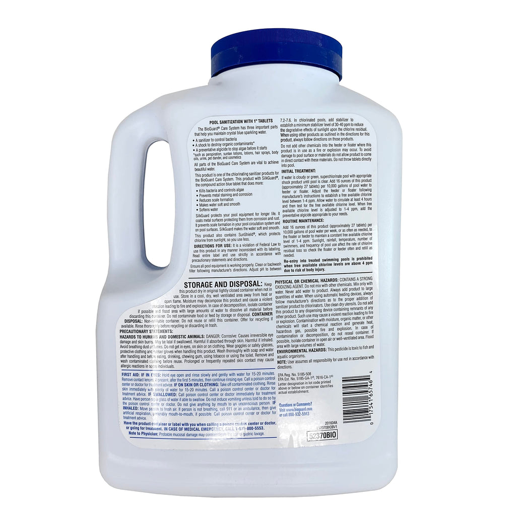 BioGuard SilkGuard Complete 1” Chlorinating Tablets, 4.5 lb, Chlorine Tablets for Sanitizing Swimming Pools