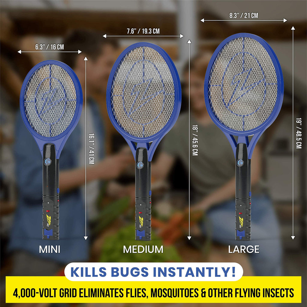 ZAP iT! Electric Fly Swatter Racket & Mosquito Zapper - High Duty 4,000 Volt Electric Bug Zapper Racket - Fly Killer USB Rechargeable Fly Zapper Indoor Safe