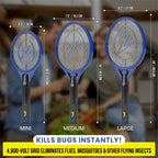 ZAP iT! Electric Fly Swatter Racket & Mosquito Zapper - High Duty 4,000 Volt Electric Bug Zapper Racket - Fly Killer USB Rechargeable Fly Zapper Indoor Safe