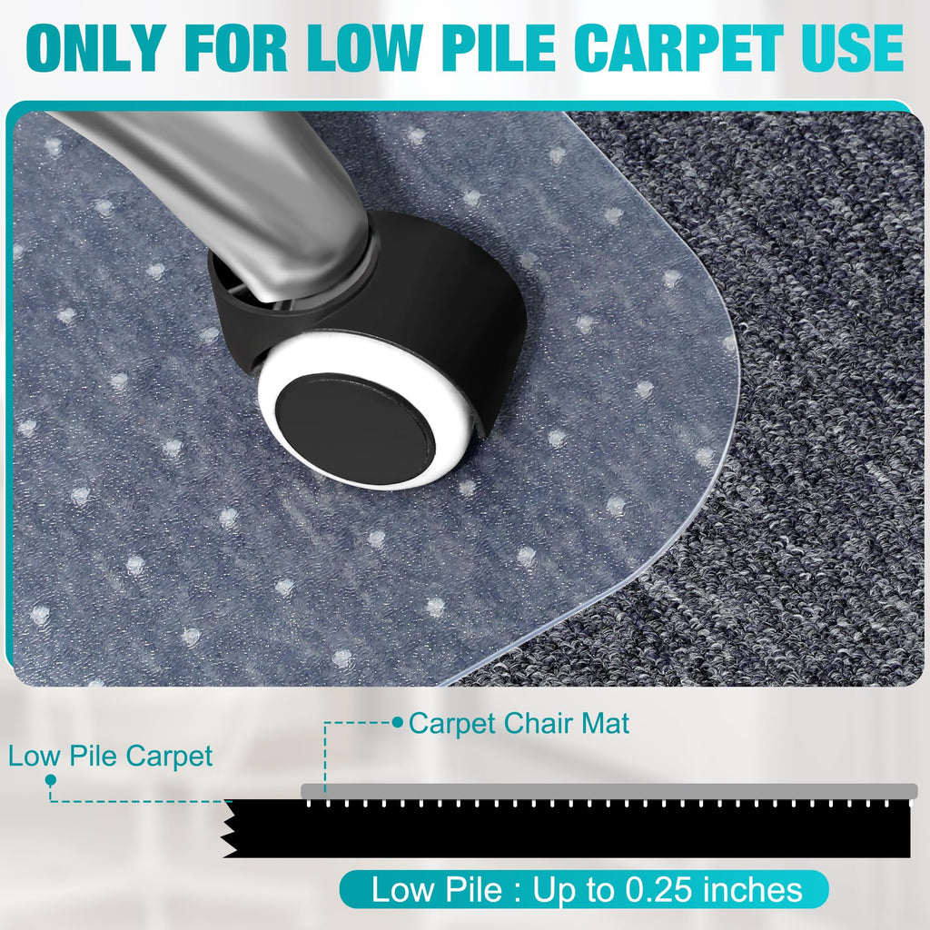 2 Pack Office Chair Mat for Carpets, 48'' x 60'' Clear Floor Mat for Carpeted Floors, Thick and Sturdy Carpet Protector with Grips, Easy Glide and Flat Without Curling