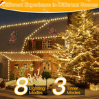 Ollny Christmas Lights 800 LED 262 FT Plug in, IP67 Waterproof Green Wire Outdoor Christmas Lights with Remote, 8 Modes and Timer Christmas Tree Lights for House Indoor Xmas Decorations (Warm White)