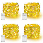 Dazzle Bright Fairy Lights Battery Operated, 4 Pack Total 80FT 240LED Silver Wire Waterproof String Lights, Christmas Decorations for Indoor Outdoor Bedroom Yard Party Decor, Warm White