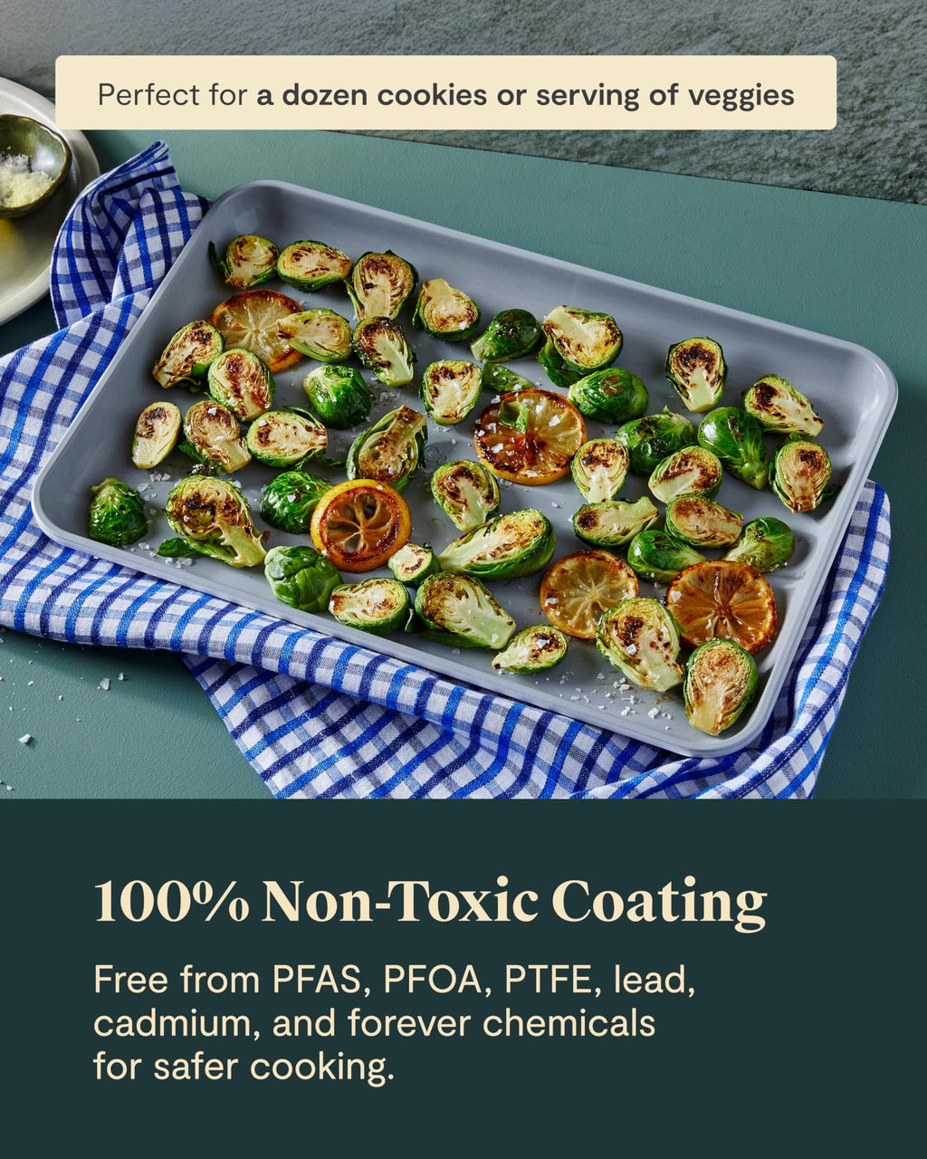 Caraway Non-Stick Ceramic Medium Baking Sheet - Naturally Slick Ceramic Coating - Non-Toxic, PTFE & PFOA Free - Perfect for Baking, Roasting, and More - Medium (15" x 10") - Gray