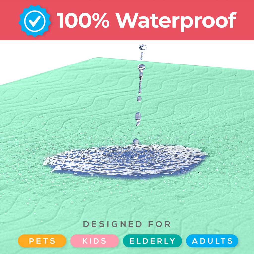 Utopia Bedding Waterproof Incontinence Bed Pads 34 x 52 Inches (Pack of 4, Geen/Blue), Washable and Reusable Underpads for Adults, Elderly and Pets, Absorbent Protective Pads
