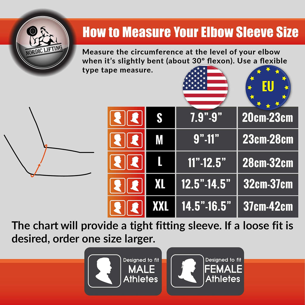 Nordic Lifting Elbow Compression Sleeves (1 Pair) - Support for Tendonitis Prevention & Recovery (X-Large)