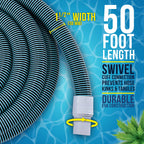 U.S. Pool Supply Pool Vacuum Hose - 1-1/2" x 50' Professional Heavy Duty Pool Hose for Inground, Spiral Wound with Kink-Free Swivel Cuff - Connect to Vacuum Heads, Skimmer, Cleaner, Filter Pump Inlet