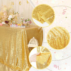 PartyDelight 50"X80" Rectangle Sparkly Gold Sequin Tablecloth for Wedding, Party, Christmas Decorations