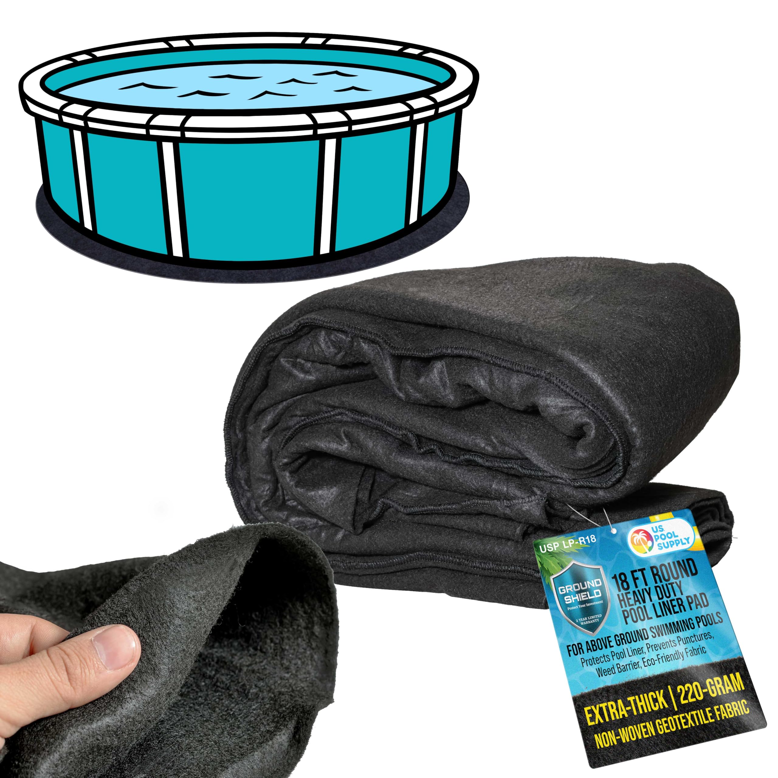 U.S. Pool Supply Ground Shield 18-Foot Round Heavy Duty Pool Liner Pad for Above Ground Swimming Pools - Protects Pool Liner, Prevents Punctures, Weed Barrier, Eco-Friendly Fabric - Extends Liner Life