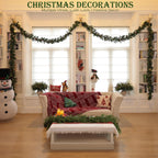WHANLEY L&Q 20-Piece Set 23" Christmas Norfolk Pine Branches with Lights - Battery Operated Christmas Decorations - Warm Lights -Norfolk Pine Stems for Xmas DIY Crafts Garland Wreath- Christmas Decor