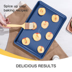 HONGBAKE Baking Sheet Pan Set, Cookie Sheets for Oven, Nonstick Half/Quarter/Jelly Roll Pans with Diamond Texture Pattern, Heavy Duty Cookie Tray, Dark Blue
