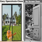 HOFUDON Upgraded Magnetic Screen Door, Heavy Duty Fiberglass Mesh, Quick Close Full Strip Magnets, Door Screen Magnetic Closure for Single Door Size 36 x 80 Inch, Screen Door Size 39 x 82 Inch Black