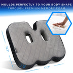 Healthfix® Memory Foam Seat Cushion for Office Chair & Car – Orthopedic Coccyx Pillow for Tailbone & Sciatica Pain Relief – Premium Comfort Chair Pad with Washable Cover and Non-Slip Bottom