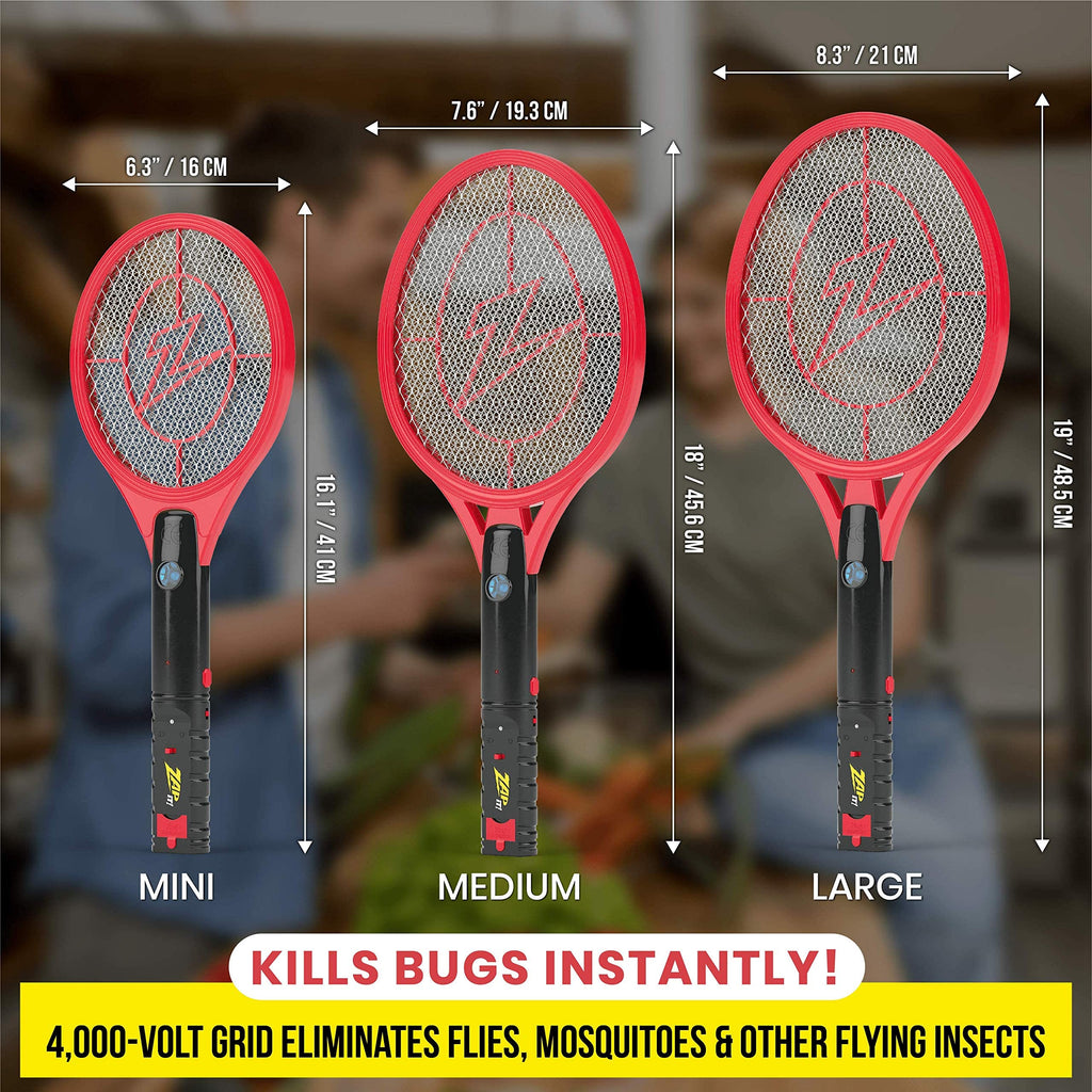 ZAP iT! Bug Zapper Rechargeable Bug Zapper Racket, 4,000 Volt, USB Charging Cable