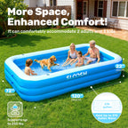 SLOOSH Inflatable Pool for Adults with Seats, 120" x 72" x 22" Full-Sized Blow Up Durable Thickened Above Ground Family Pool, Large Swimming Pools for Backyard Garden Lawn Summer Water Party, Blue