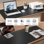 Non-Slip Waterproof PU Leather Desk Pad Protector for Mouse, Writing Desk, Office, Home, Laptop Blotter, 23.6" x 13.7", Black