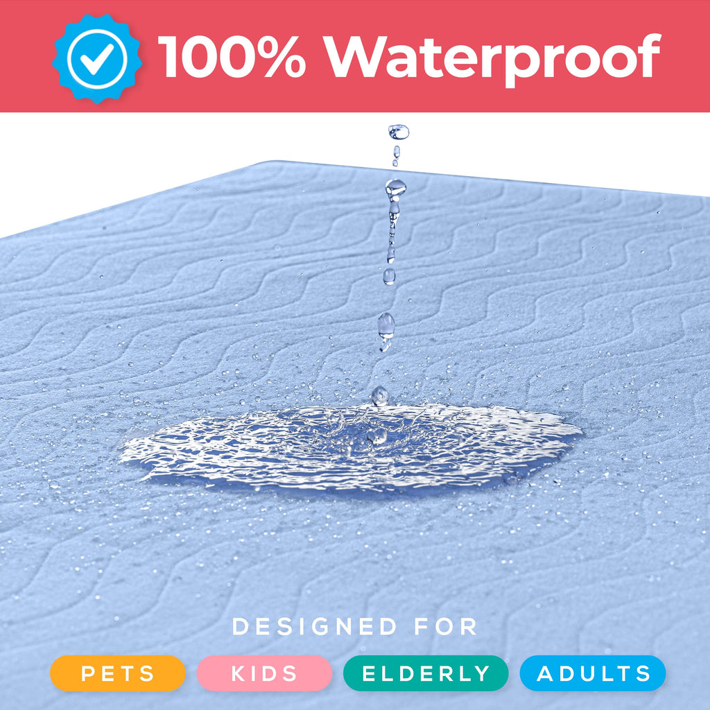 Utopia Bedding Waterproof Incontinence Bed Pads 18 x 24 Inches (Pack of 4, Blue), Washable and Reusable Underpads for Adults, Elderly and Pets, Absorbent Protective Pads