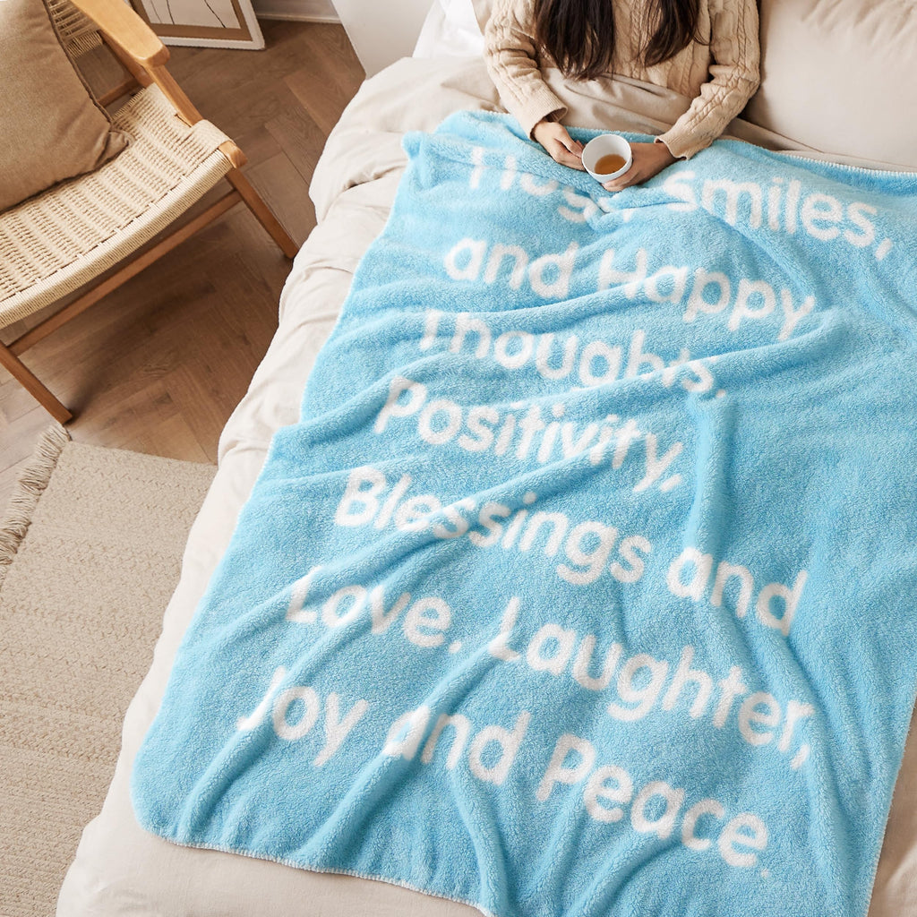 Bedsure Get Well Gifts for Women - After Surgery Blanket with Inspirational Words Sympathy Gift for Elderly Adults Hug Soft Fleece Healing Blanket Letter Blue 50x60 Inch