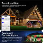 Enbrighten Vibe Eternity Permanent Outdoor Lights for House, 100 Feet, 72 RGBWIC LEDs, Close Spacing, 33lm, Color Changing, Christmas, Eave Lighting, Smart App, Works with Alexa, Google Home, 81103