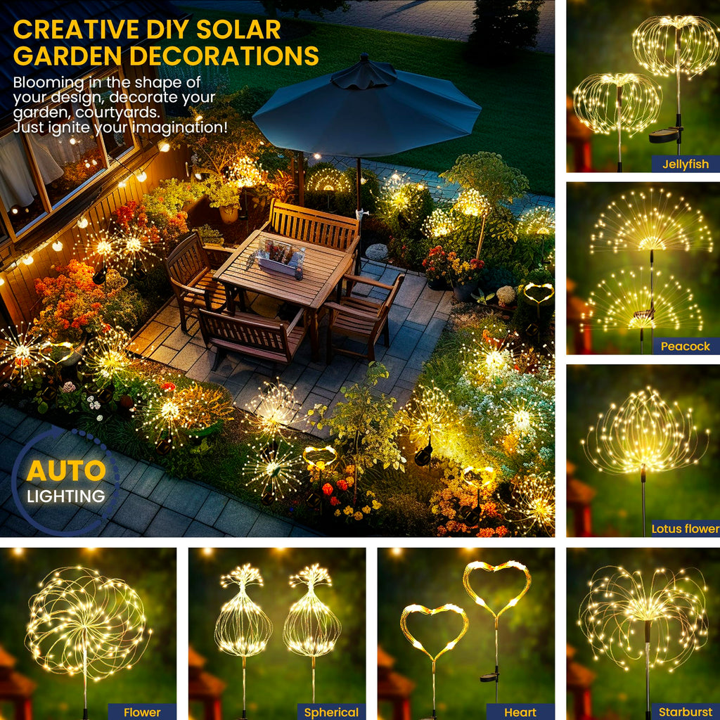 GIGALUMI Garden Outdoor Decor Lights, Christmas 6 Pack Solar Garden Lights for Yard Outside Fairy Garden Lights Decorative, Solar Lights for Balcony Patio Garden Decor Yard Pathway Flowerbed Planter