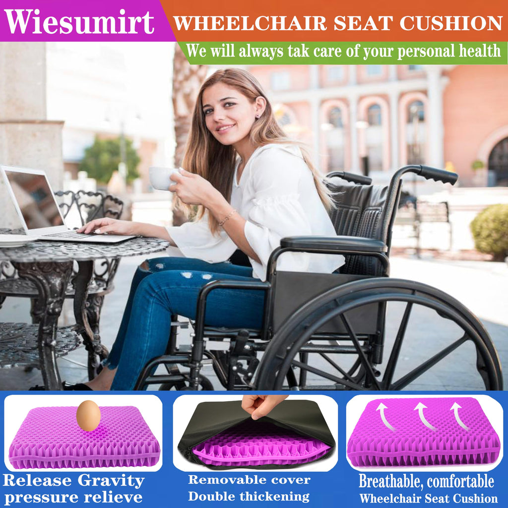 Plus Size Gel Seat Cushion for Long Sitting, Extra Large and Thick Seat Cushion, Back, Hip, Sciatica, Tailbone Pain Relief Cushion for Office Chairs, Wheelchairs, Cars, Stadium.(Rose Pink)