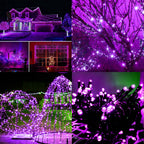 Twinkle Star 300 LED Halloween Fairy String Lights, 99 FT Outdoor Light Plug in with 8 Lighting Mode, Waterproof Black Wire Mini Lights Christmas Holiday Wedding Party Patio Tree Decorations (Purple)