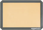 Amazon Basics Silicone Rectangular Baking Mat, Non-Stick Reusable Oven Bakeware, 16.5" x 11.6", New Beige/Gray, Pack of 2