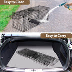 Toriexon Large Live Catch Animal Traps Black 51 X19 X17 Inch, Easy to Set and Release Live Animal Trap, Collapsible Large Animal Catcher Cage for Large Dogs, Foxes