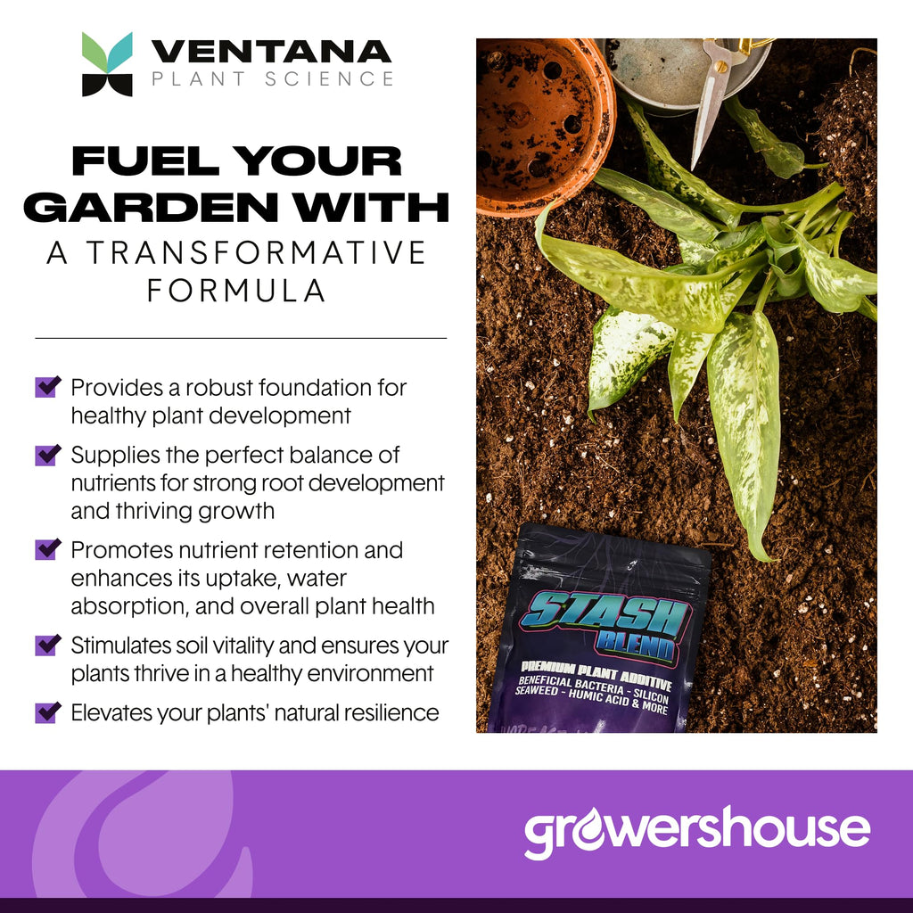 Stash Blend Premium Plant Additive Root Hormone for Plants - with Corn-Steep Liquor, Seaweed Powder, Humic Acid, Mycorrhizae, Microbial Bacteria, Soluble Silicon - Ideal for Gardeners and Growers