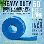 U.S. Pool Supply Pool Backwash Hose 1.5" x 50' - Heavy-Duty Pool Drain Hose, Filter Pump Water Drainage, Sump Pump Discharge, Inground Draining - Flexible Lay Flat, Clamp