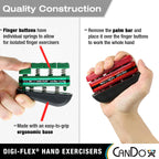CanDo Digi-Flex Hand and Finger Exerciser Green - Medium Tension - For Dexterity, Strength, and Flexibility for Fingers, Hands, and Forearms