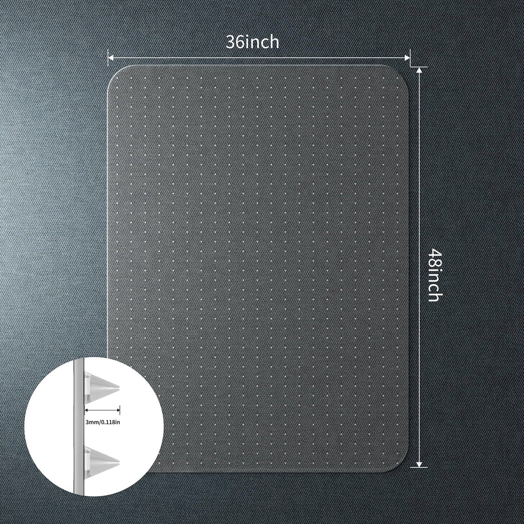 WASJOYE Office Chair Mat for Carpet,36x48in Clear Home Carpet Chair Mat Protector Cover with Non-Slip Studded for Computer Desk Rolling Chair, Transparent